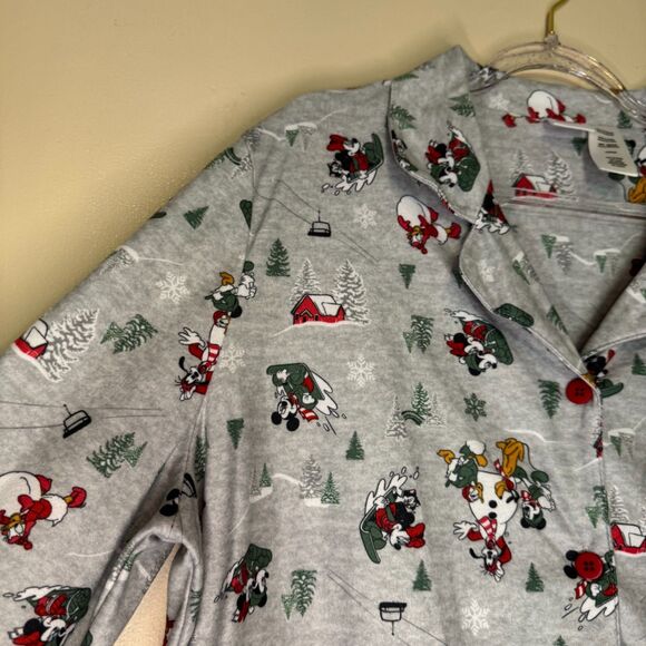 Disney women's size small medium Christmas Mickey Mouse flannel pajama pj set - Picture 6 of 13